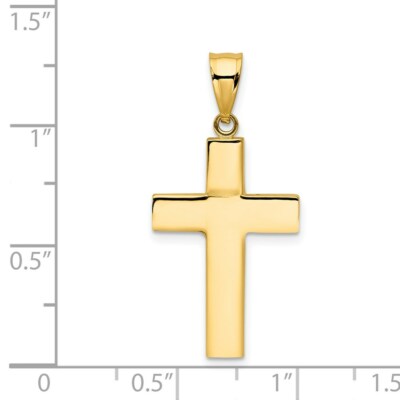 Pre-owned Skyjewelers Real 14kt Yellow Gold Hollow Cross Pendant