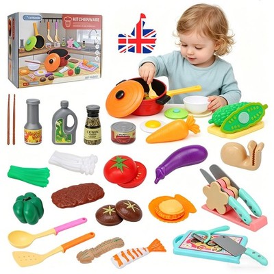 Kids Cooking Kitchen Toy Set Toddler Children Pretend Kitchen Role Play Food Set