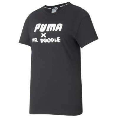 

Футболка с круглым вырезом и коротким рукавом Puma X Mr Doodle Womens Black Casual Tops 598691-, Черный