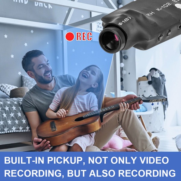 Portable video recorder with audio pickup feature.