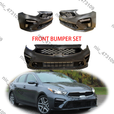 New Complete Front Bumper Grille Set W/ Fog Lamp For 19-20 Kia Forte