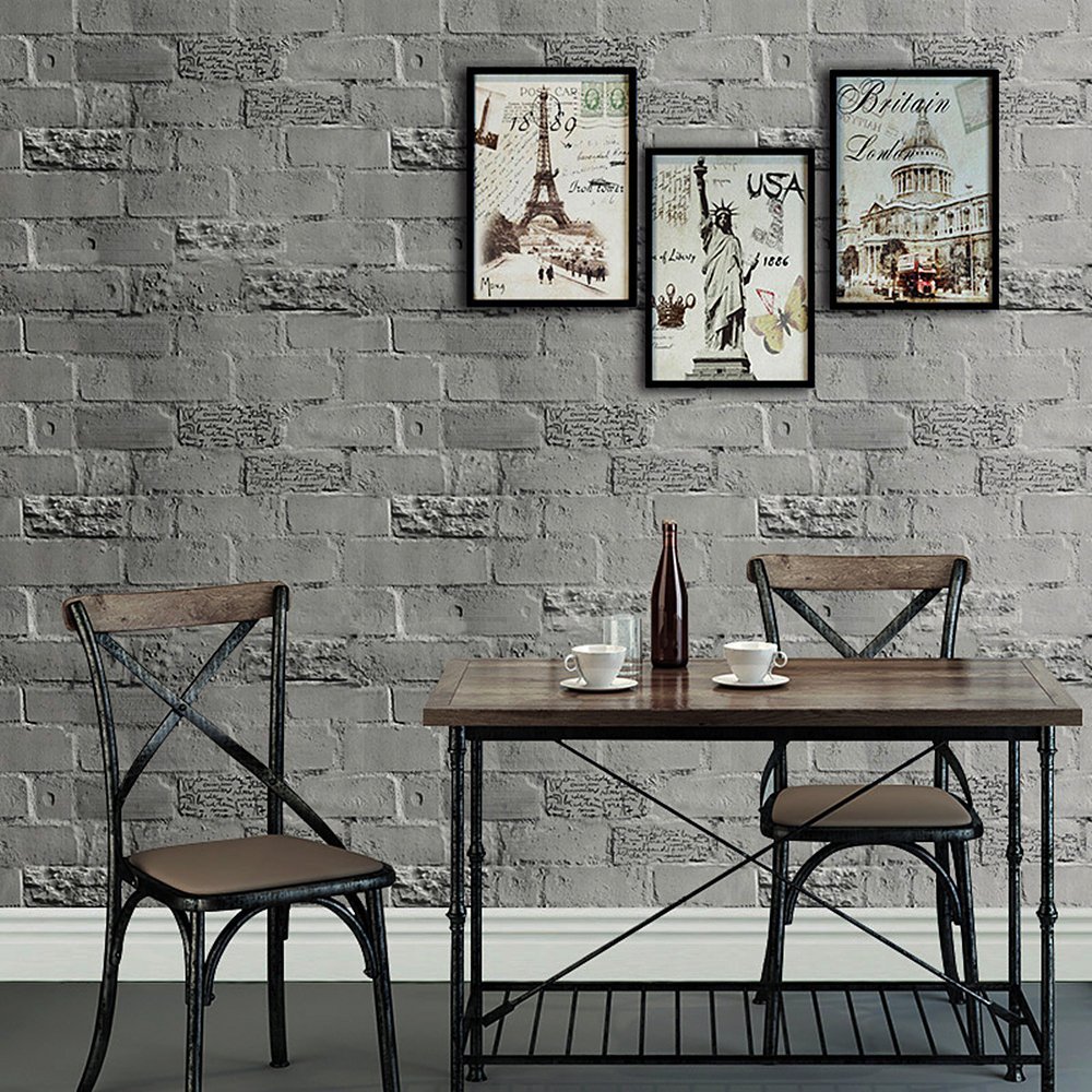 Faux Brick Peel and Stick Wallpaper Dk.Grey Self Adhesive