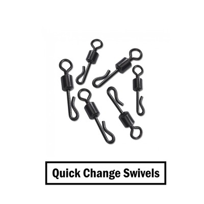Quick Change Size 8 x 25 Swivels Matt Black Anti Glare Carp Fishing Rig Swivels