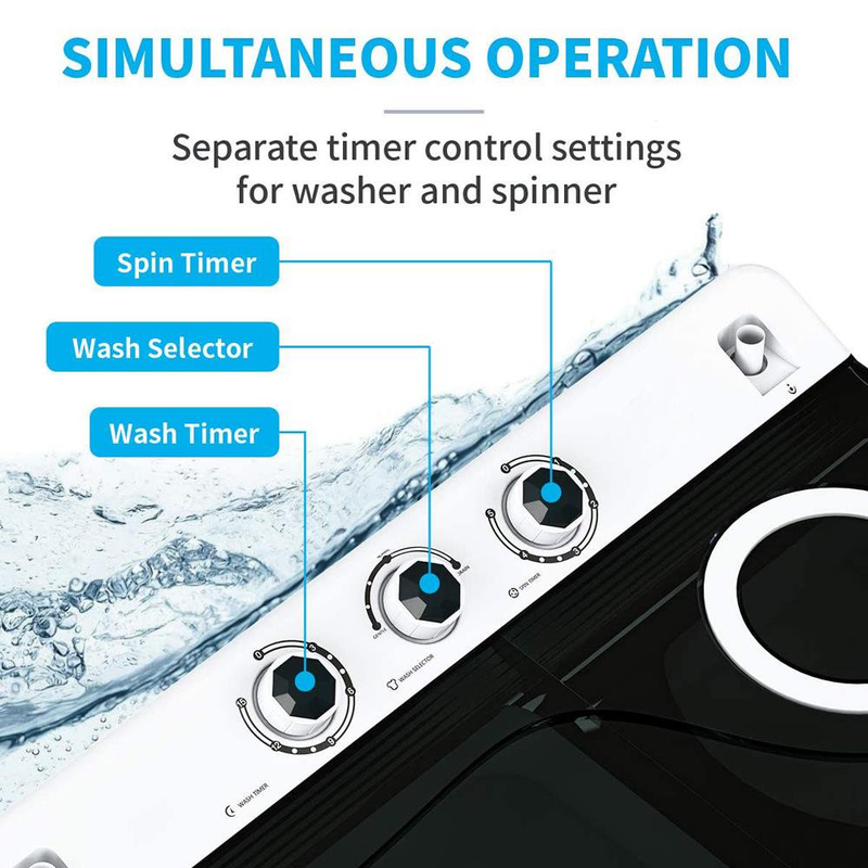 Lavadora Portatil Tina Doble Secadora Giratoria Lavanderia 26lbs Carga Superior