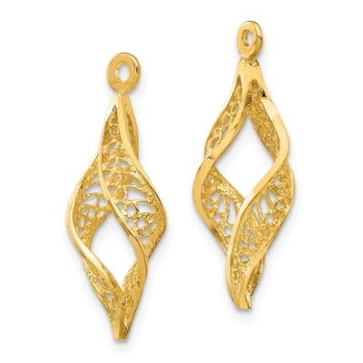 Pre-owned Superdealsforeverything Real 14kt Yellow Gold Polished Filigree Swirl Earring Jackets