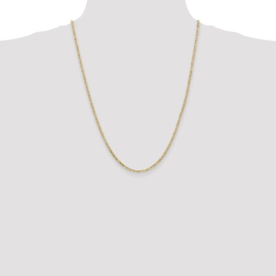 Pre-owned Superdealsforeverything Real 14kt Yellow Gold 2.25mm Flat Figaro Chain; 24 Inch; Lobster Clasp