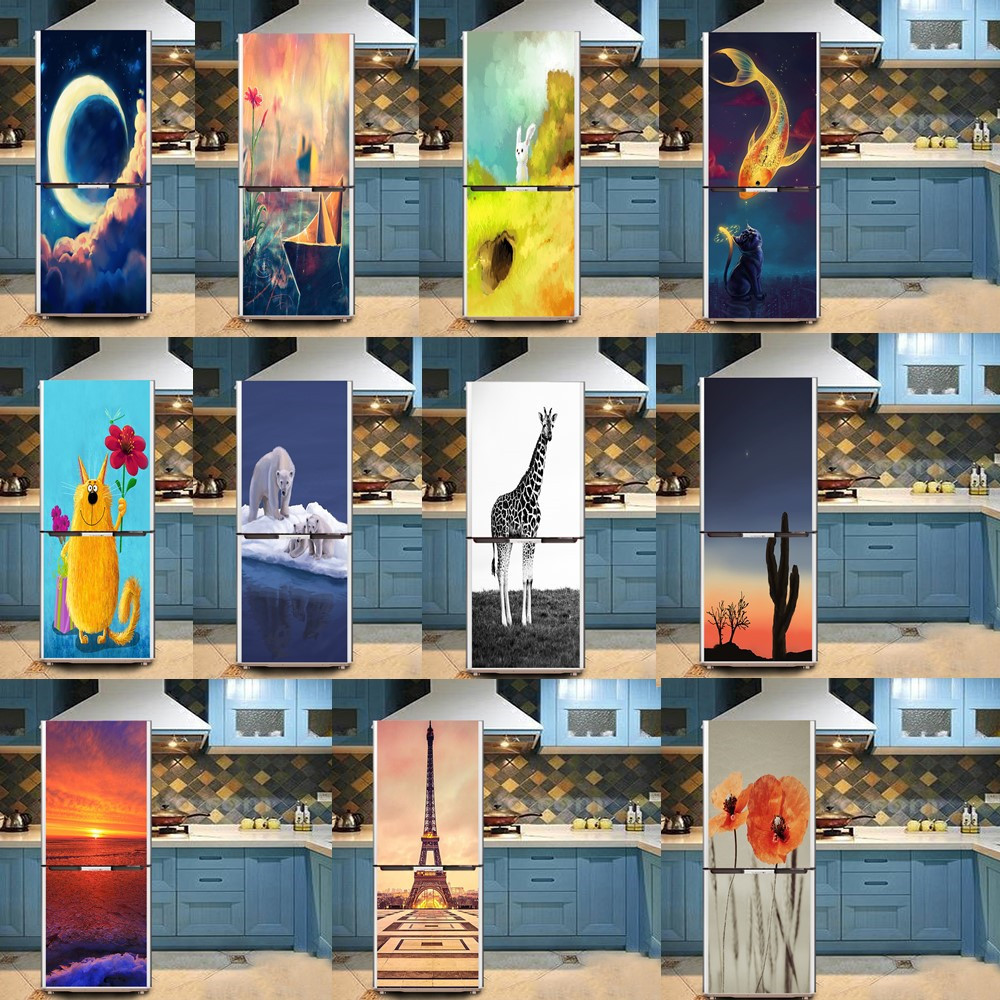 Diy Fridge Sticker Wardrobe Door Wallpaper Self Adhesive