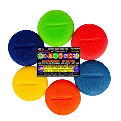 Fashion Rainbow Classic Round Kitchen Scrubber Sponges Set of 6