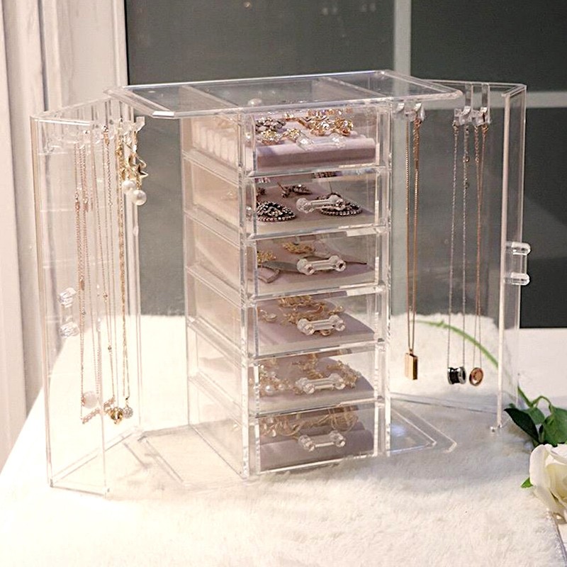 New 6 Drawers Organiser Acrylic Makeup Drawer Holder Jewellery