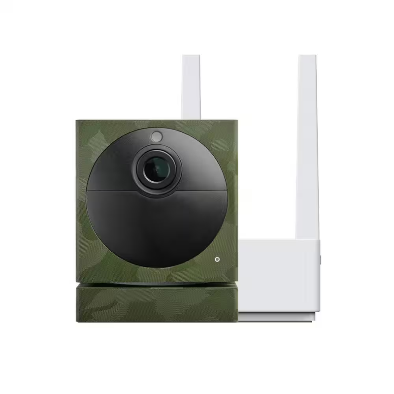 Wireless Outdoor Surveillance Security Camera Green Camo Includes Base Station