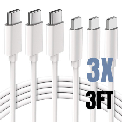 3 Pack PD Fast Charger Cable 3ft 6ft USB C Cord For iPhone 14/13/12/11 Pro/iPad