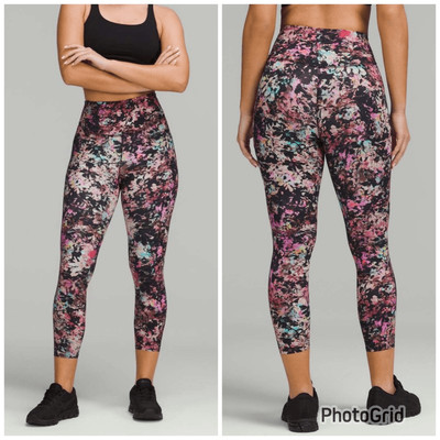Lululemon Base Pace High-Rise Crop 23'' size 2 NWT Stencil Blossom Red Multi legg