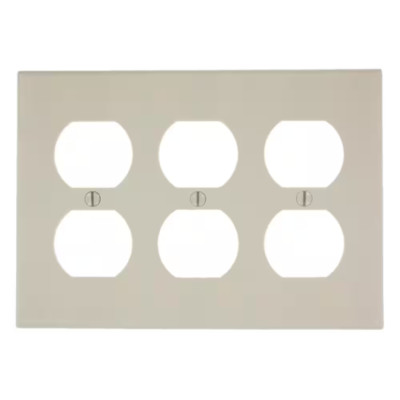 3-Gang Light Almond Duplex Outlet/Receptacle Plastic Standard Wall Plate (1-Pack
