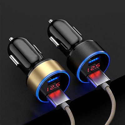 3.1A Dual-Ports USB LED Display Digital Voltmeter Car Charger Cigarette Lighter