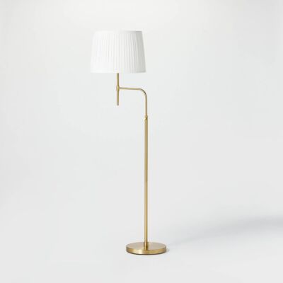Adjustable Floor Lamp Brass Iron with Pleated Shade - Threshold designed with