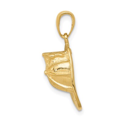 Pre-owned Diamond2deal 14k Yellow Gold 3-d Firefighter Hat Pendant