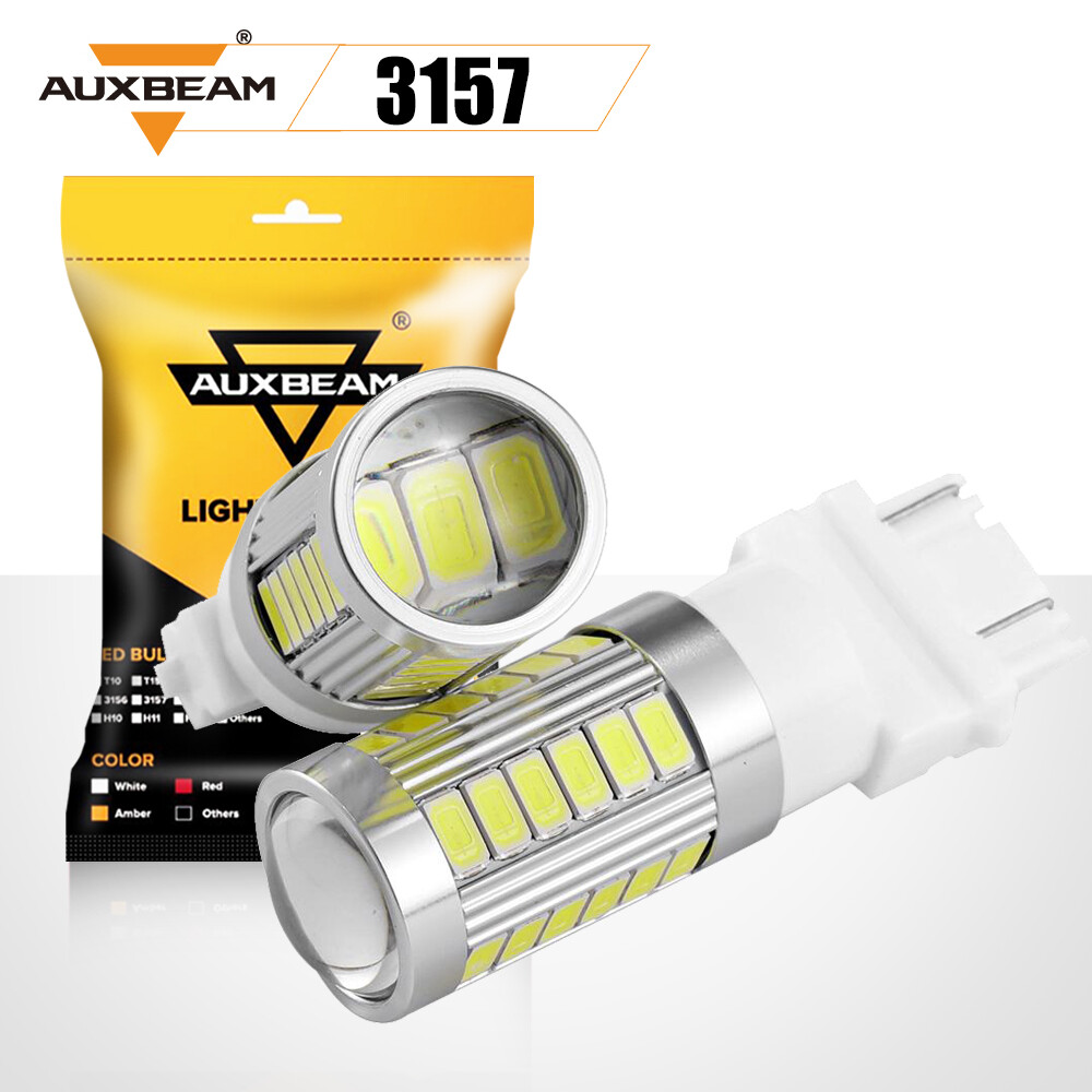AUXBEAM 3157 3156 LED Reverse Tail Brake Turn Signal DRL Light Bulb 6000K White