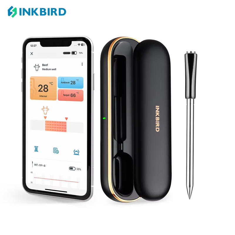 Wireless Meat Thermometer INT-11P-B Bluetooth Meat Thermometer Wireless for Gril
