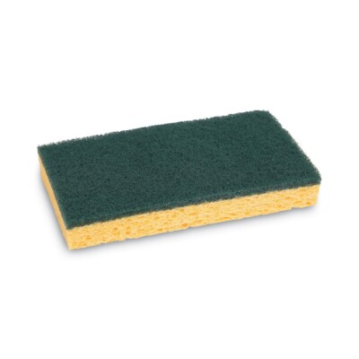 Boardwalk 174 Medium Duty Scrubbing Sponge - Yellow/Green (20/Carton) New