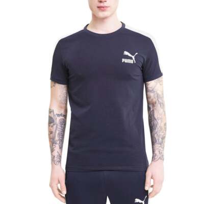 Puma 59765406 Mens Iconic T7 Slim Logo Круглый вырез с коротким рукавом - Синий -