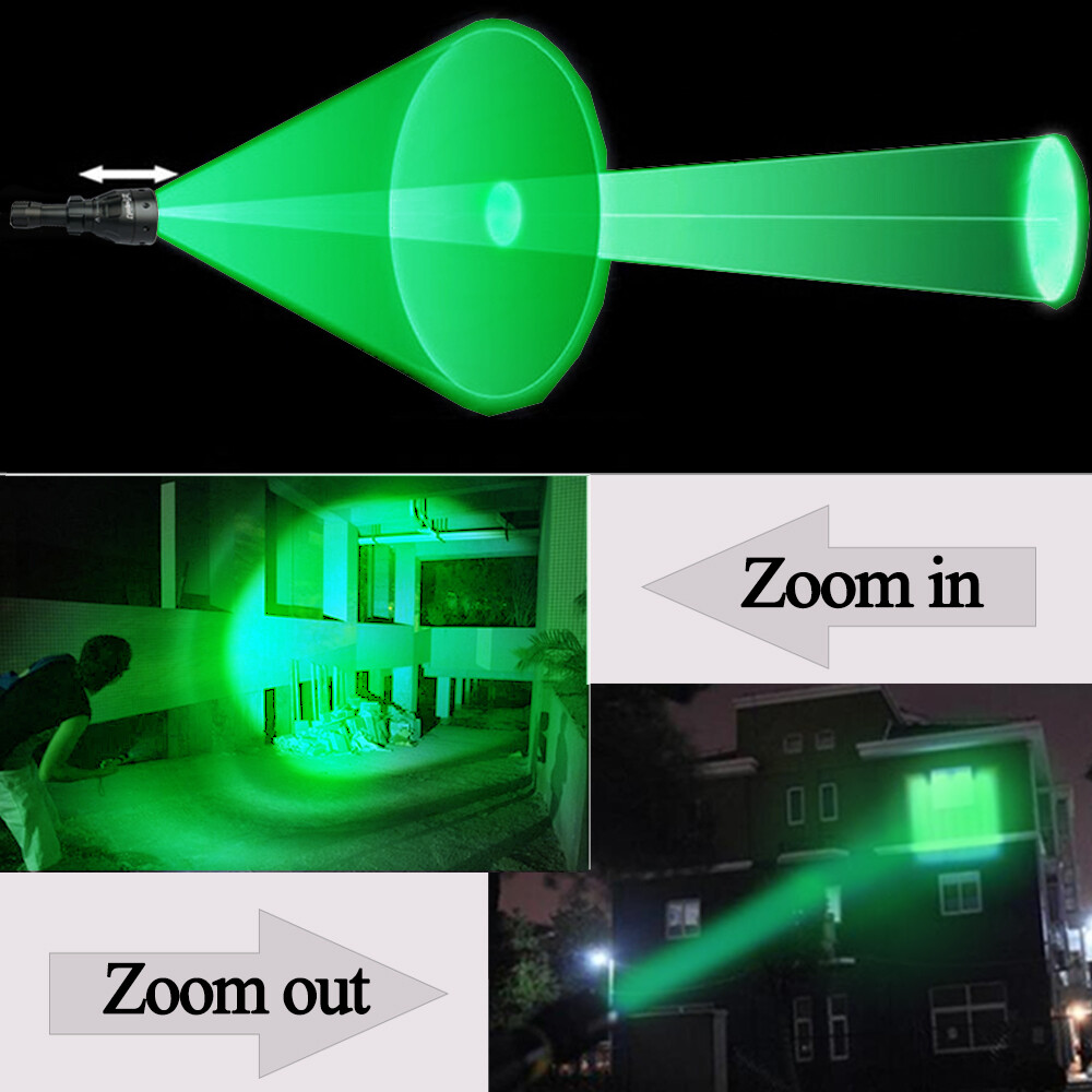 UniqueFire 1504 Zoomable Green Light LED Hunting Flashlight for Coyote Hog