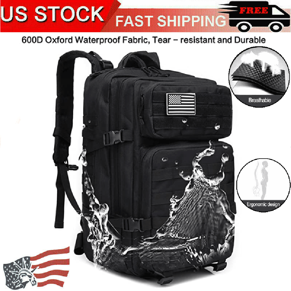 Large 45L Military Tactical Backpack Assault Pack Molle Bag 