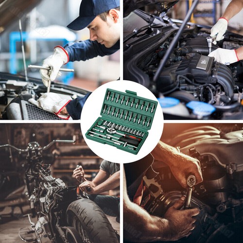 46PCS 1/4" Ratchet Wrench Combination Socket Tool Set Kit Auto Car Repair Tool