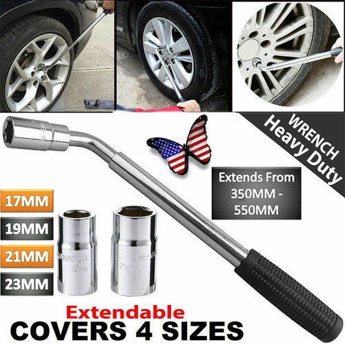 Wheel Lug Wrench Standard Sockets Telescoping Extendable Car Tire Nut Tool 4size