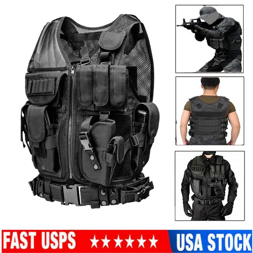 Tactical Vest Military Gun Holder Molle Police Airsoft Comba