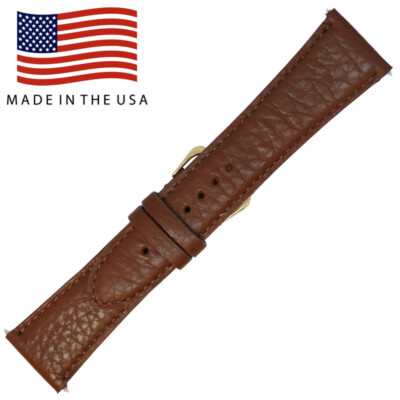 18mm Brown Genuine Montana LONG  Leather Watch Strap MADE IN THE USA 6484-18L