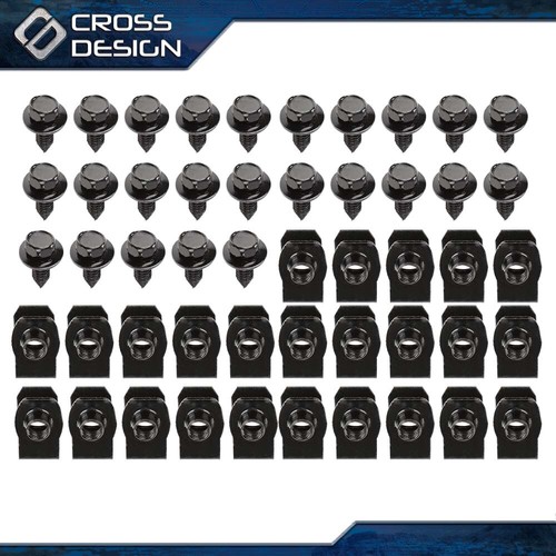 50pc Kit Fender Body Bolts & U Nuts 5/16-18 x 7/8" x 3/4" Washer 1/2" Hex Head