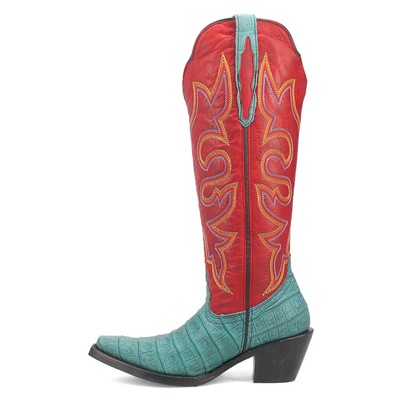 Pre-owned Dingo Matilda Embroidered Snip Toe Cowboy Womens Green Casual Boots Di231-445