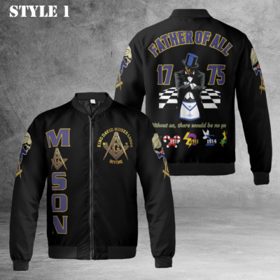 Custom Mason Brotherhood Of the World Father Of All 1775 3D Bomber Jacket S-5XL