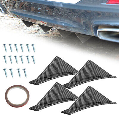 4x Black Car Universal Rear Lower Bumper Diffuser Fin Spoiler Lip Wing Splitter
