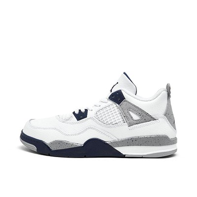 Кроссовки Jordan 4 Retro Midnight Navy White/Midnight Navy для маленьких детей (BQ7669 140) -