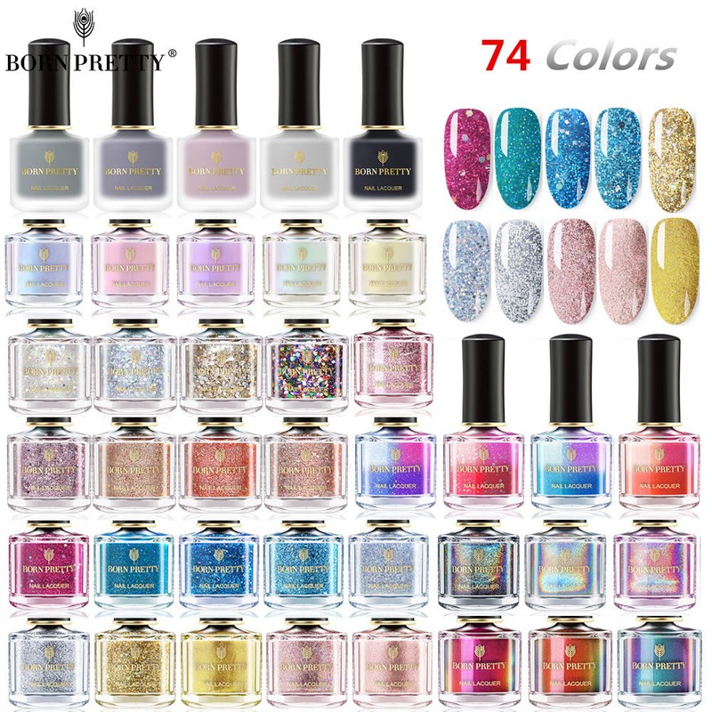 74 Colors BORN PRETTY Holographisch Nagellack Glitter Magnet Nail Art Polish 6ML