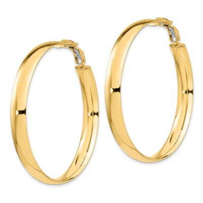 Pre-owned Skyjewelers Real 14kt Yellow Gold 6mm High Polished Omega Back Hoop Earrings