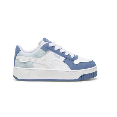 Молодежные кроссовки Puma Carina Street Cord на шнуровке для девочек, синие, белые, Повседневная обувь 3