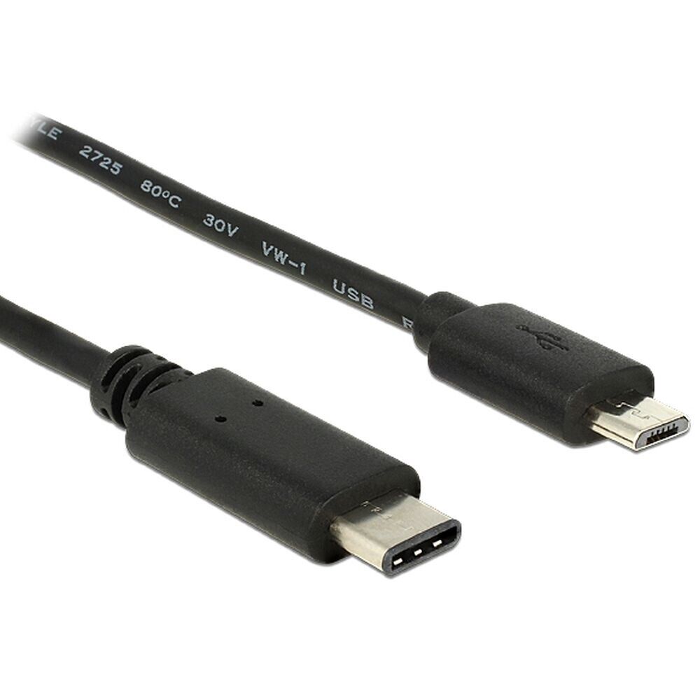 DeLOCK USB 2.0 Kabel, Stecker C > Stecker Micro schwarz Verbindungskabel 1m NEU