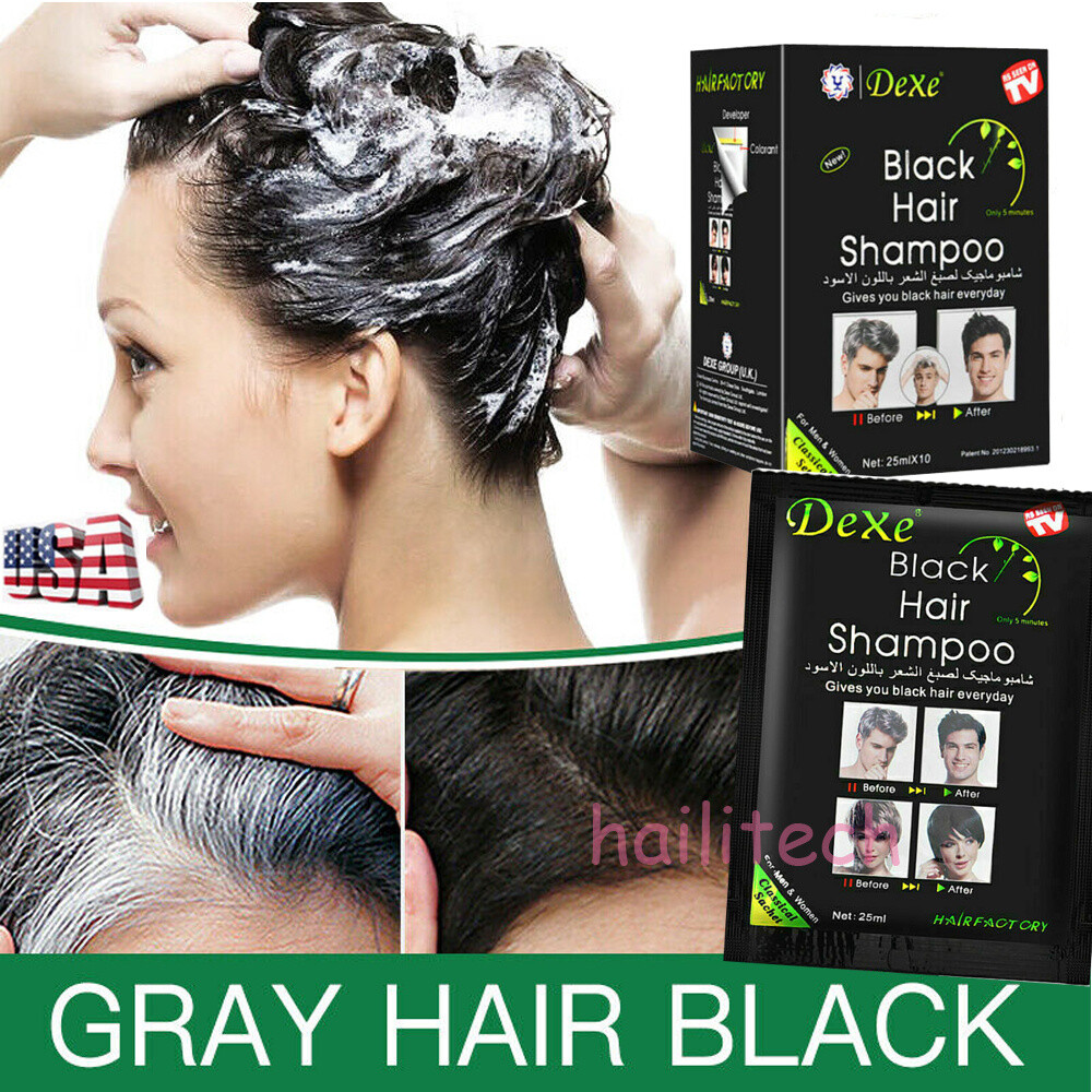 10 20pcs Dexe Black Hair Shampoo For Men Women Just 5 Minutes 25