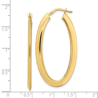 Pre-owned Superdealsforeverything Real 14kt Yellow Gold Polished Oval Hoop Earrings