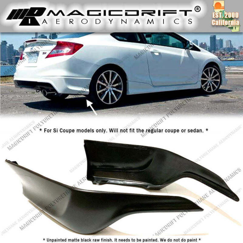 For 12-13 Honda Civic 9th Gen Coupe Si Hfp Style Rear Bumper Corner Lip Spats