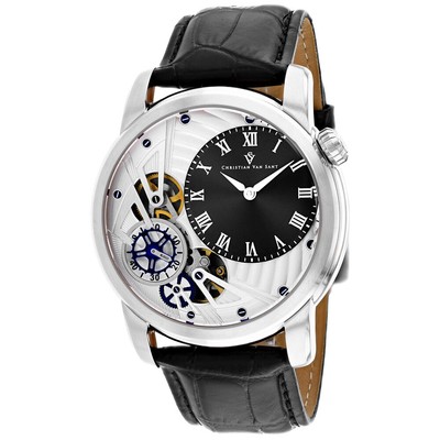 Pre-owned Christian Van Sant Mens Sprocket Auto-quartz Black Dial Watch - Cv1541