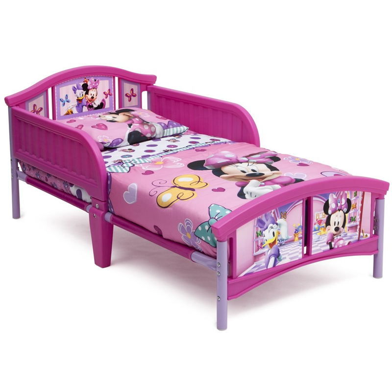 Minnie Mouse Plastic Toddler Bed, Pink Crib Mattress Size Durable Frame