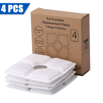 4 PACK Cat Water Fountain Replacement Filters Pet Dog Drinking Fountain Filter