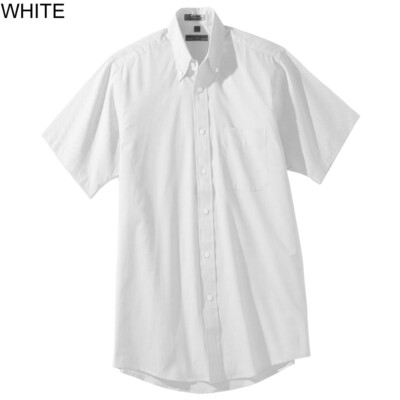 Women's Edwards White Oxford Button Short Sleeve Uniform Shirt MEDIUM ~ Thick