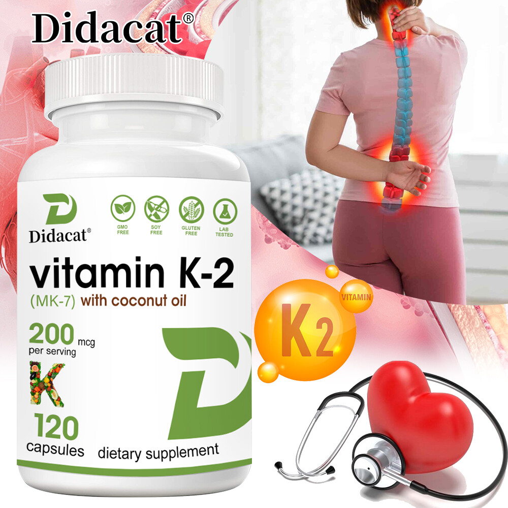 Vitamin K2 Supplement 200mcg -Vitamin K2 MK7 Supports Bone & Heart Health