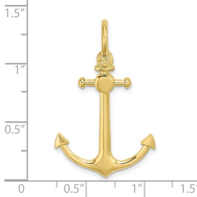 Pre-owned Skyjewelers Real 10kt Yellow Gold 3-d Small Anchor W/ Shackle Bail Charm