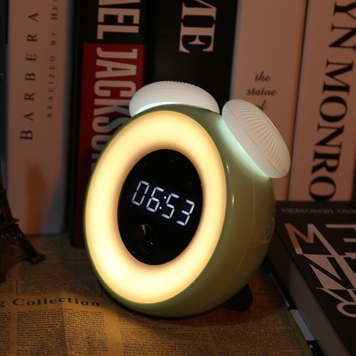 Auto On Off Intelligent Sensor Alarm Clock Night Light LED Bedside Table Lamp