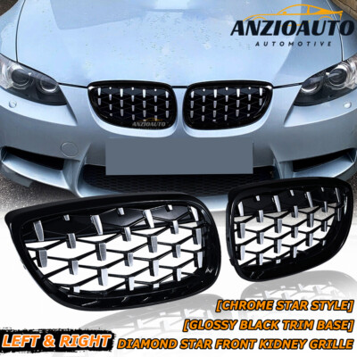 Chrome Black Diamond Front Hood Grill For BMW 07-10 E92 E93 M3 335xi 335i Coupe